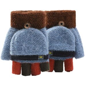 Kids Winter Handschoenen Convertible Flip Top Vingerloze Handschoenen Unisex Warme Zachte Streep Knit Mittens Kinderen L0922