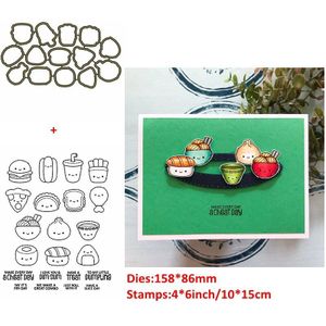 Qwell Heerlijke Sushi Metalen Stansmessen Met Clear Stamps Zin Ambachtelijke Papier Kaarten Diy Scrapbooking Maken Template