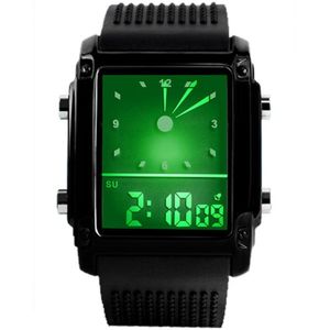 Skmei Mode Mannen Sport Horloges Dual Time Digitale Quartz 30 m Waterdichte LED Kleurrijke Backlight Casual Dress Mannen Horloge