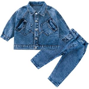 Baby Kleding Denim Jas + Jeans 2 Stuks Jongens Outfits Elastische Taille Baby Jongens Kleding Herfst Novelty Kids Pak Voor baby Jongens