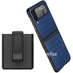 Belt Clip Holster phone Case for Samsung Galaxy Z Flip 3 5G Lychee Pattern Leather Stand Holder Slide Hip Holster Cover Z Flip3