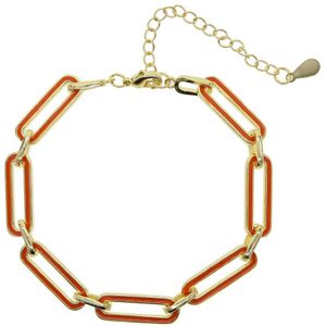 Kleurrijke Sieraden Geometrische Rechthoek Cubaanse Link Chain Neon Enamel Goud Kleur Mode Vrouwen Ketting Armband