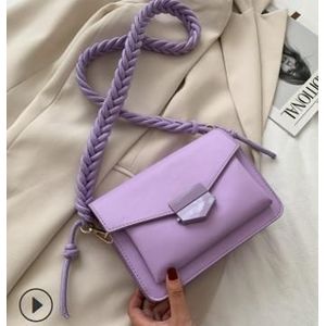 Gevlochten Schouderband Kleine Pu Lederen Crossbody Tassen Voor Vrouwen Lady Schouder Handtas Vrouwelijke Luxe Flap Bag