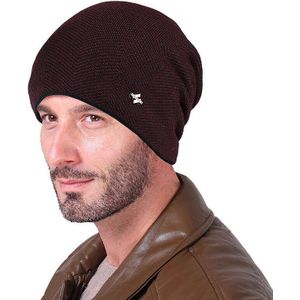 Fleece Gevoerde Beanie Hat Mens Winter Solid Kleur Warm Knit Ski Skull Cap