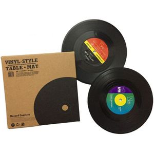 6Pcs Plastic Retro Vinyl Record Cup Mat Anti-Slip Koffie Onderzetters Hittebestendige Muziek Drink Mok Mat Tafel placemat