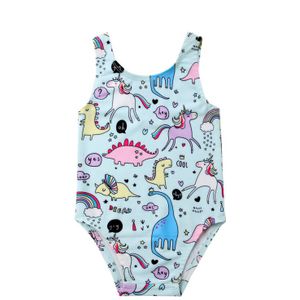 Pasgeboren Een Stuk Past Cartoon Print Swim Suits Kids Baby Meisjes Eenhoorn Badpak Badmode Bikini Badpak