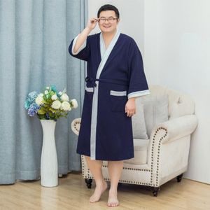 Mannen Comfort Wafel Gewaden Badjas 140Kg Mannelijke Katoen Japanse Kimono Robe Nachtkleding Casual Dressing Gown Hotel Spa Robe
