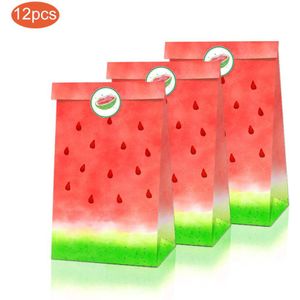 Watermeloen Snoep Zakken Happy Birthday Party Decoraties Watermeloen Stickers Dank U Papier Tassen Kids Party Gunsten