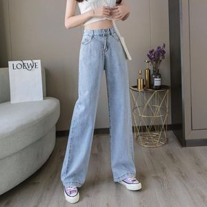 Jeans Voor Vrouwen Blauw Losse Hoge Taille Mom Grote Size Straight Broek Lange Losse Wijde Pijpen Vrouwen Jeans streetwear