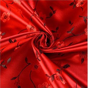 Rode Bloemen Stijl Jacquard Tapestry Jacquard Zijde Stof Voor Trouwjurk Kussenhoes Gordijn Patchwork Bekleding Home Deco