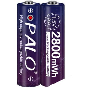 100% 1.5V Aa Oplaadbare Batterij 2800mwh Li-Ion Lithium Ion Aa 2A Batterijen Voor Speelgoed Camera Zaklamp