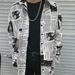 Gothic Rap Hip Hop Engels Krant Brief Print Losse Blouse Oversized Shirt Streetwear Mode Blusa Koreaanse Tee Harajuku Tops