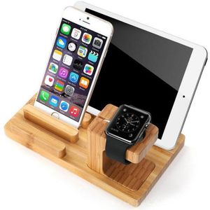 Telefoon Houder Desktop Mobiele Stand voor iPad Tablet Beugel Bamboe hout Charging Stand voor Apple Horloge Pad Telefoon Tablet