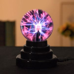Glas Plasma Bal Zwarte Basis Lightning Sphere Party Lamp Light Voor Party Decoratie Usb