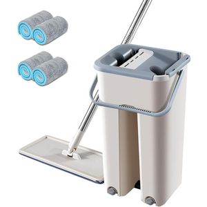 Magic Mops Reiniging Mops Gratis Hand Mop Met Emmer Vloeren Squeeze Platte Mop Met Water Thuis Keuken Floor Cleaner