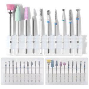 10 stks/set Diamant Keramische Rotary Nail Boor Borstel 3/32 Frezen Elektrische Apparaat Machine Accessoire Manicure Pedicure Ontbramen Gereedschap