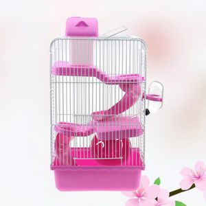 Luxe Drie Lagen Hamster Kooi Huisdier Huis Draagbare Kleine Huisdieren Huis Chinchilla Hamster Huis (Lichtblauw)