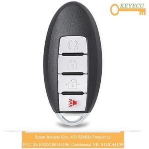 Keyecu Smart Afstandsbediening Auto Sleutel Voor Nissan Rogue , fob 4 Knoppen-433.92 Mhz-Continental Nr: S180144109-KR5S180144106