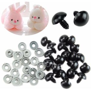 20pcs 6-20mm Zwart Plastic Veiligheid Ogen Voor Teddybeer/Poppen/Speelgoed Dier/Vilten