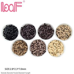 LOOF 1000pcs 2.8*2.3*7.0mm Koperen Buizen Microlinks Micro Ringen Hair Kralen Voor Human Veer Haar extensions Gereedschap