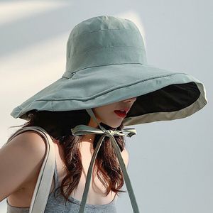 Zomer Vrouwen Double Side Mode Breed Grote Rand Zonnehoed Outdoor Strand Visser Cap Uv Proof Bescherming Zonnehoed Emmer hoed