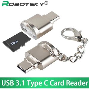 Usb Type C Kaartlezer USB3.1 Type-C Otg Adapter Ondersteuning Micro Sd Tf Geheugenkaartlezer Met Ketting voor Samsung Galaxy