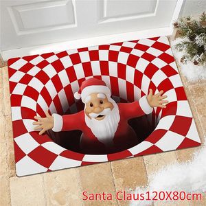 Kerst 3D Vortex Illusion Tapijt Rug Antislip Deurmat Nachtkastje Karpetten Voor Slaapkamer Woonkamer Slaapkamer Vloer Mat decor