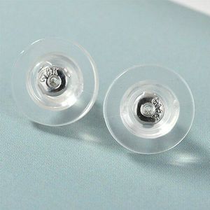 18K Gouden Coating Silicagel Stud Terug Plug Transparante Oorbel Speciale Luistergedeelte Diy Anti Slip