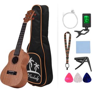 21 Inch Sopraan Ukelele Ukelele Mahonie Multiplex Met Draagtas Uke Strap Strings Clip-On Tuner Schoonmaakdoekje Capo 3 Pcs Cellulo