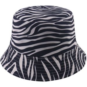 Foxmother Mode Omkeerbaar Zwart Wit Gestreepte Zebra Print Emmer Hoeden Voor Vrouwen Gorras Visser Caps Zomer