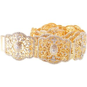 Bridal Riemen Met Kristallen In Goud Kleur Sparkly Jurk Riemen Arabische Mode Rhinestone Sash