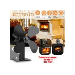 4 bladen Warmte Aangedreven Kachel Fan Log Hout Brander Rustig Zwart Thuis Haard Ventilator Efficiënte Warmteverdeling