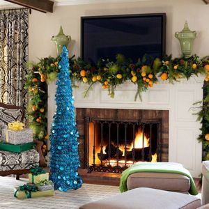 5 Voet Pop Up Klatergoud Kunstmatige Kerstboom Met Stand Blue Christmas Nieuwjaar Decor