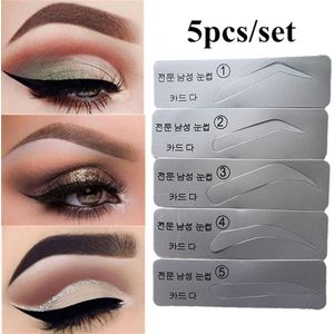 Mode Unisex 5Pcs Wenkbrauwen Template Stencils Herbruikbare Brow Grooming Card Trimmen Vormgeven Schoonheid Tool Draagbare EyebrowMakeup