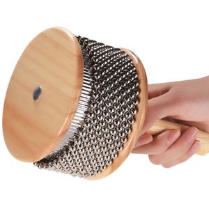 Houten Cabasa Metalen Kralen Ketting & Cilinder Pop Hand Shaker Percussie Instrument voor Klaslokaal Band Medium Size