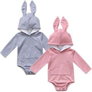 Leuke Pasgeboren Baby Meisjes Jongens Bunny 3D Oor Hooded Rompertjes Outfits Playsuit Herfst Winter Warm Lange Mouwen Baby Kleding Kleding