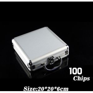 100Pcs Poker Chips Case Abs Portable Casino Chips Container Aluminium Opbergdoos Monopoly Gokken Huis Tokens Koffer