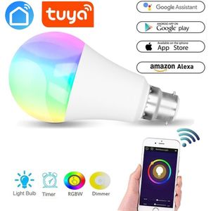 Tuya App Wifi Slimme Lamp Schakelaar Dimbare Multicolor E27/E26/B22 Led Lamp Compatibel Met Alexa En google Assistent