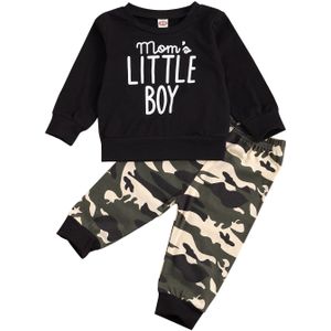 Focusnorm Herfst Baby Baby Jongens Kleding Sets 0-3Y Lange Mouw Brief Sweatshirt Tops Camouflage Broek 2 Stuks
