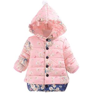 Hooded Meisjes Jassen Fleece Winter Kinderen Kleding Hoodies Baby Meisje Outfits Bloemen Uitloper Kids Overjas 2 3 4 Jaar Down jas