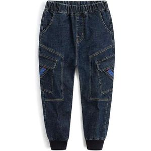 Vfochi 3-14T Jongen Jeans Dark Blue Denim Broek Voor Kinderen Broek Tiener Kleding Elastische Taille jongen Cargo Broek Jongen Jeans