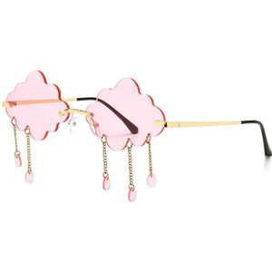 Vintage Wolken Tassel Steampunk Zonnebril Mode Randloze Rijden Bril Vrouwen Mannen Randloze Roze Bril Shades