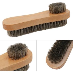 Schoen Borstel Houten Handvat dubbelzijdig Schoenen Shine Borstel Varken Haren Buffing Borstels Thuis Cleaning Tools QB601785