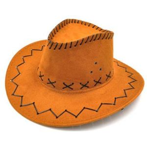 Unisex Cowboy Hoed Suede Look Wild West Fancy Dress Mannen Dames Cowgirl Hoeden In Mode 3 Kleuren