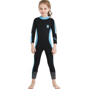 Kids Wetsuit Meisjes 2.5Mm Neopreen Jumpsuit Full-Body Badpak Lange Mouwen Snorkelen Duikpak UPF50 + Uv-bescherming badmode