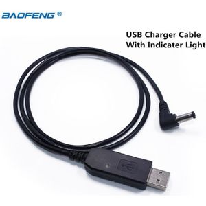 Originele Draagbare Usb Lader Kabel Met Indicatielampje Voor Baofeng UV-5R, UV-82, BF-F8HP, GT-3, UV-9R Plus Walkie Talkie Ham Radio