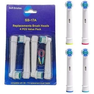 4 Stuks Elektrische Tandenborstel Opzetborstels Gezicht Schoon Voor Orale B Witter Corss Gevoelige Opzetborstels Zachte Haren
