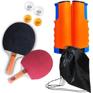 Draagbare Tafeltennis Net Racket Set 72 Inches Max Telescopische Ping Pong Netto Rack Met 1 Paar Tafeltennis Paddle 4 Pcs Ballen Kit