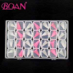 Bqan 28 Stks/doos Dual-Ended Nail Art Puntjes Pen Vervangbare Wax Hoofd Kralen Rhinestones Gems Picker Wax Hoofd Nail gereedschap