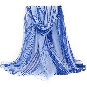 Mode Lichtgewicht Print Polyester Vrouwen Sjaal Lange Grote Warme Zachte Strand Sjaal En Warps Blauw Roze Oranje 180*110 cm